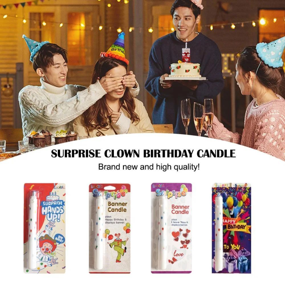 [SG Seller] -  Surprise Pop Up Banner Candle for birthday cake decoration
