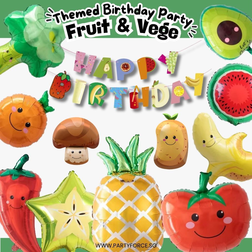 Personalised Fruits and Vegetable Theme Birthday Balloon Party Balloon Banner Decoration