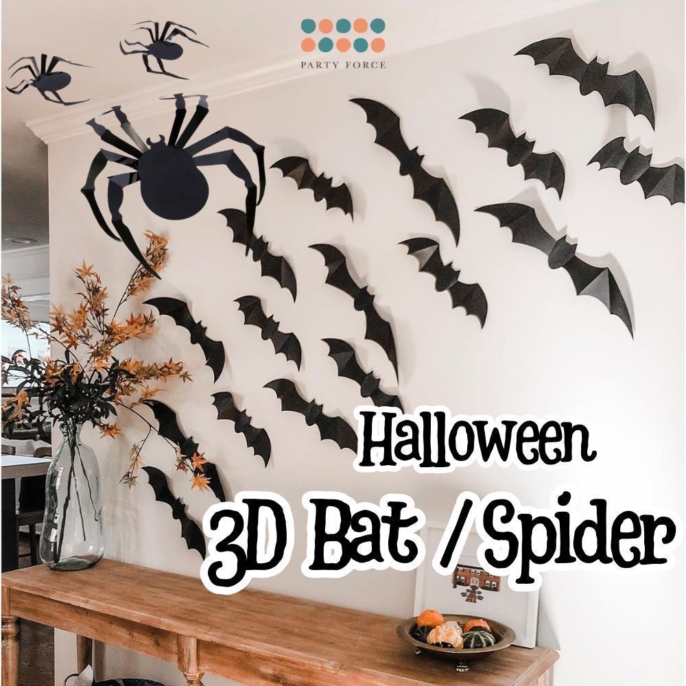 Halloween 3D Bat & Spider Wall Stickers