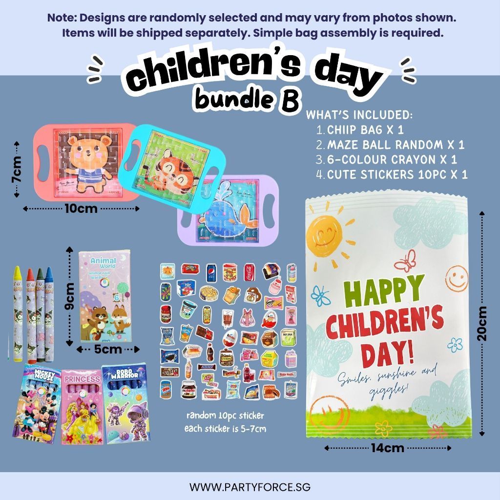 Children’s Day Chip Bag Bundle Goodie Bag Gift Fun & Ready-to-Gift Kids Birthday Party Favour