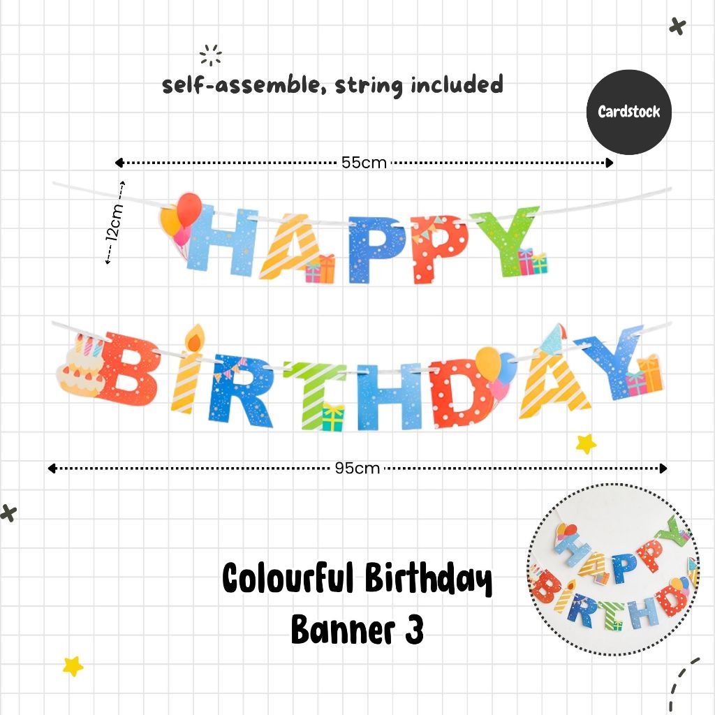 Rainbow Colour Theme Birthday Banner Balloon Candle Party Decoration