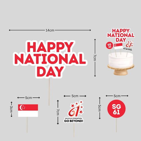 SG61 Decoration Singapore National day Go Beyond Decoration Banner Cheering Balloon Cake Topper