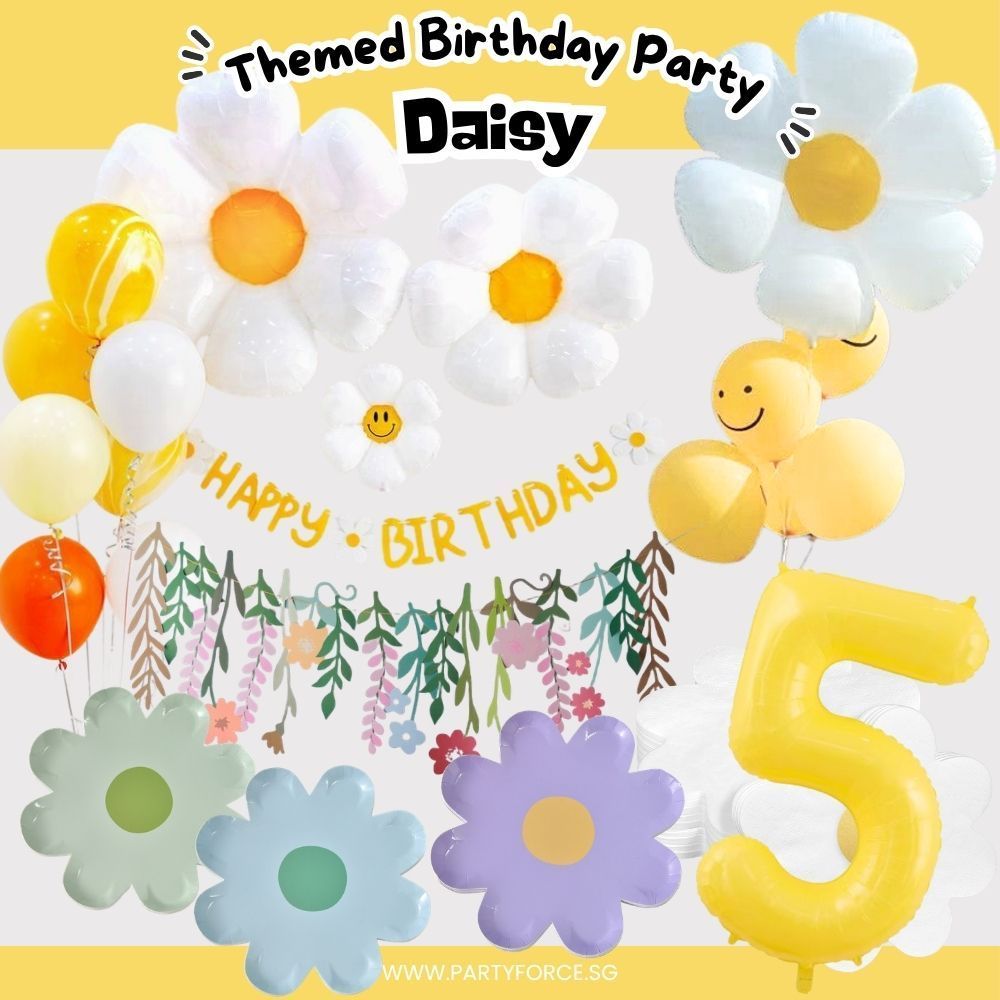 Daisy Theme Banner Balloon Party Decoration for Birthday Party