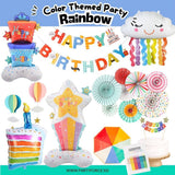 Rainbow Colour Theme Birthday Banner Balloon Candle Party Decoration
