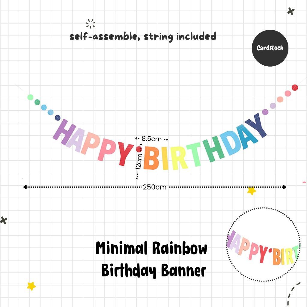 Rainbow Colour Theme Birthday Banner Balloon Candle Party Decoration