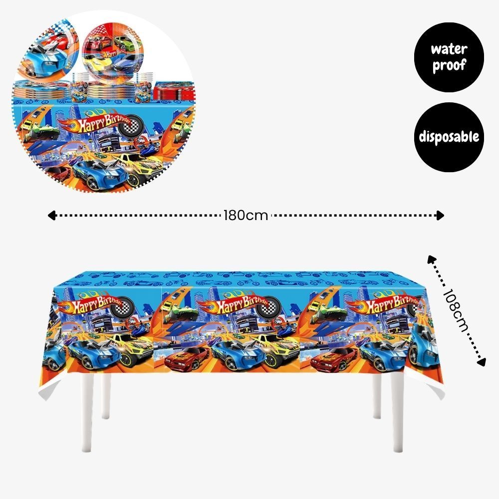 Personalised Hot Wheels Racing Theme Birthday Party Balloon Banner Decoration