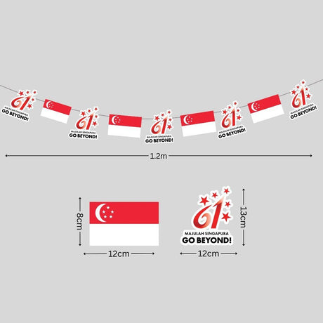SG61 Decoration Singapore National day Go Beyond Decoration Banner Cheering Balloon Cake Topper