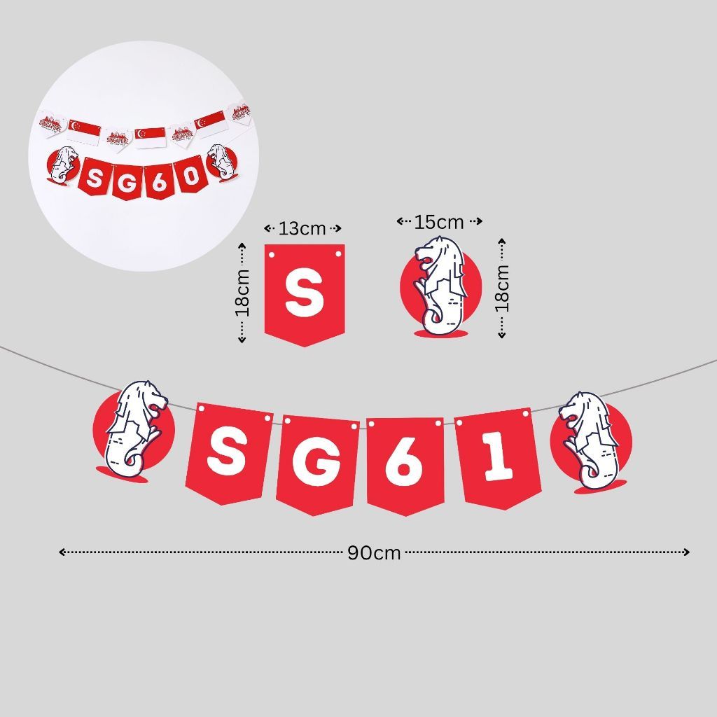 SG61 Decoration Singapore National day Go Beyond Decoration Banner Cheering Balloon Cake Topper