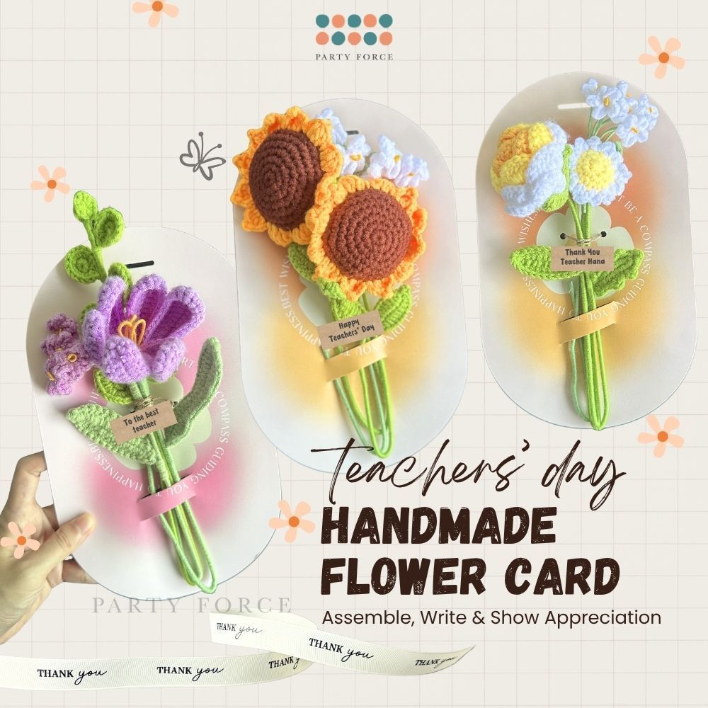 Handmade Crochet Flower Bouquet Teacher's day Gift Knitted Woven Sunflower Graduation