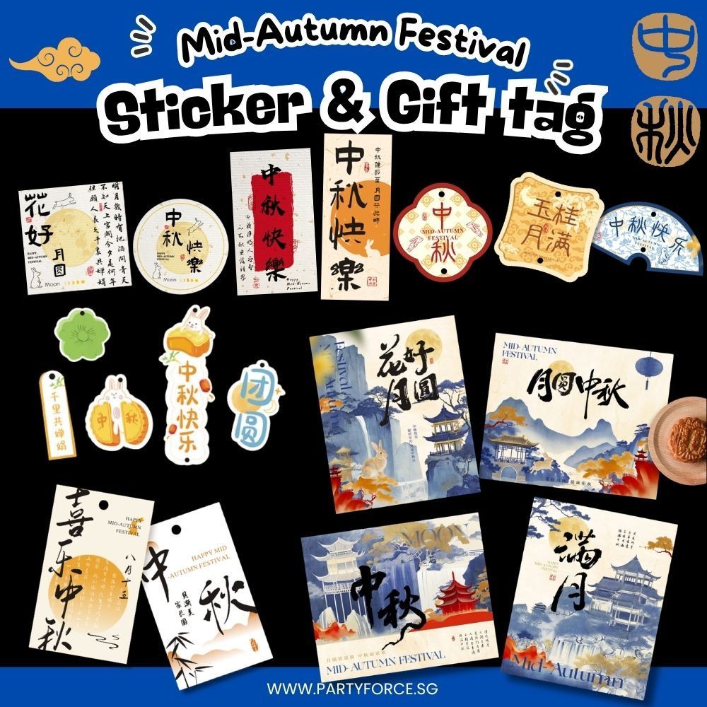 Mid Autumn festival Stickers Gift Tag and Post Card