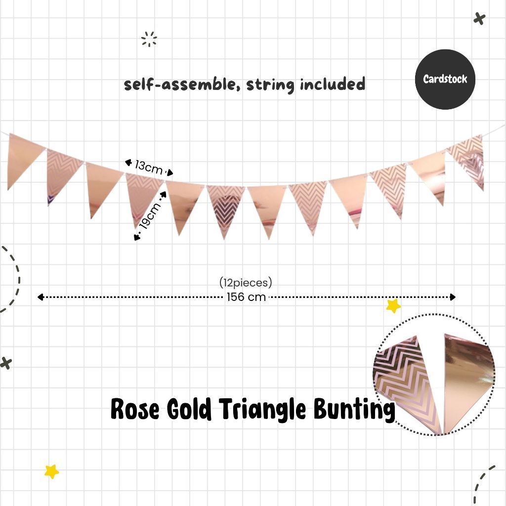 [SG Instock] Decorative Banner Garland Circle Star Flag Bunting Happy Birthday Party Decoration