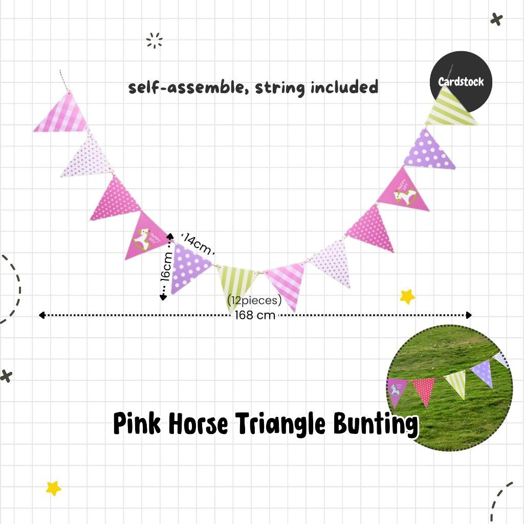 [SG Instock] Decorative Banner Garland Circle Star Flag Bunting Happy Birthday Party Decoration