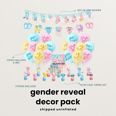Gender Reveal Party Essentials Balloon Decoration Boy or Girl Banner Confetti Popper