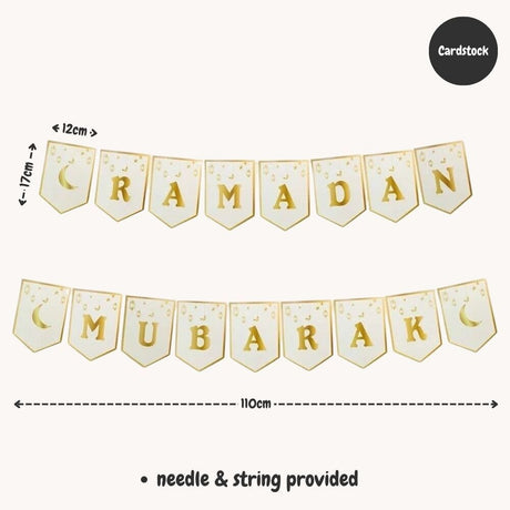 Hari Raya Eid Mubarak Banner Ramadan Wooden Cardstock Burlap Raya Hanging Banner Wall Decoration