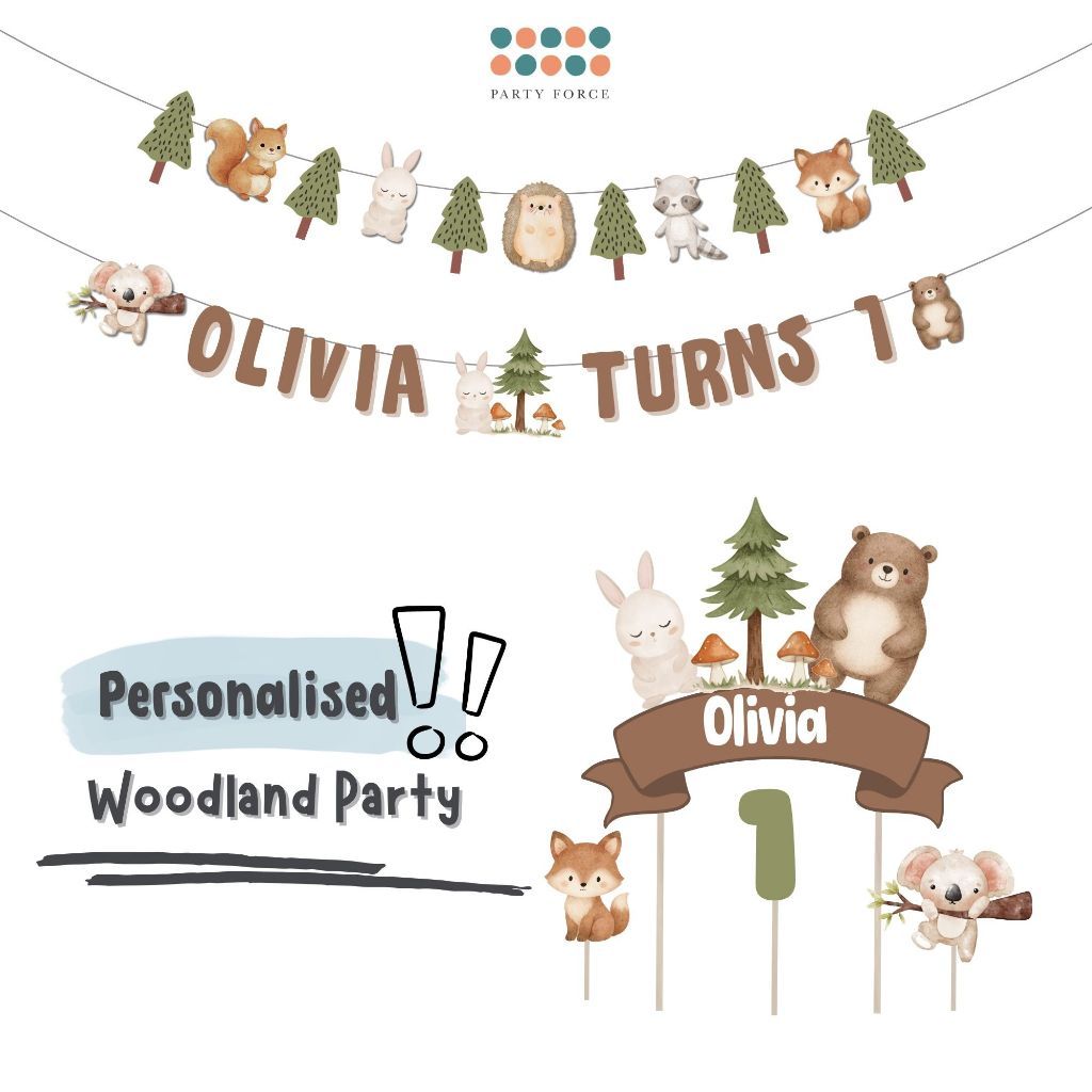 [SG Instock] - Personalised Woodland Animal Theme Birthday Party Decoration