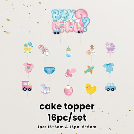 Gender Reveal Party Essentials Balloon Decoration Boy or Girl Banner Confetti Popper