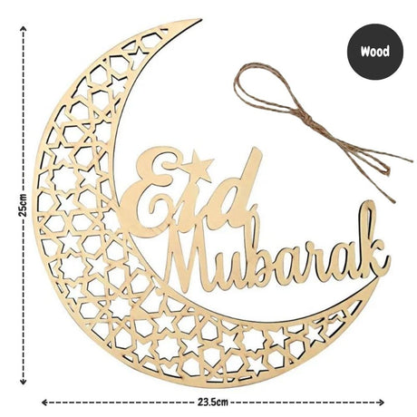 Hari Raya Wooden Decor Lamp Eid Mubarak Ramadan Hanging Sign Banner Home Decoration