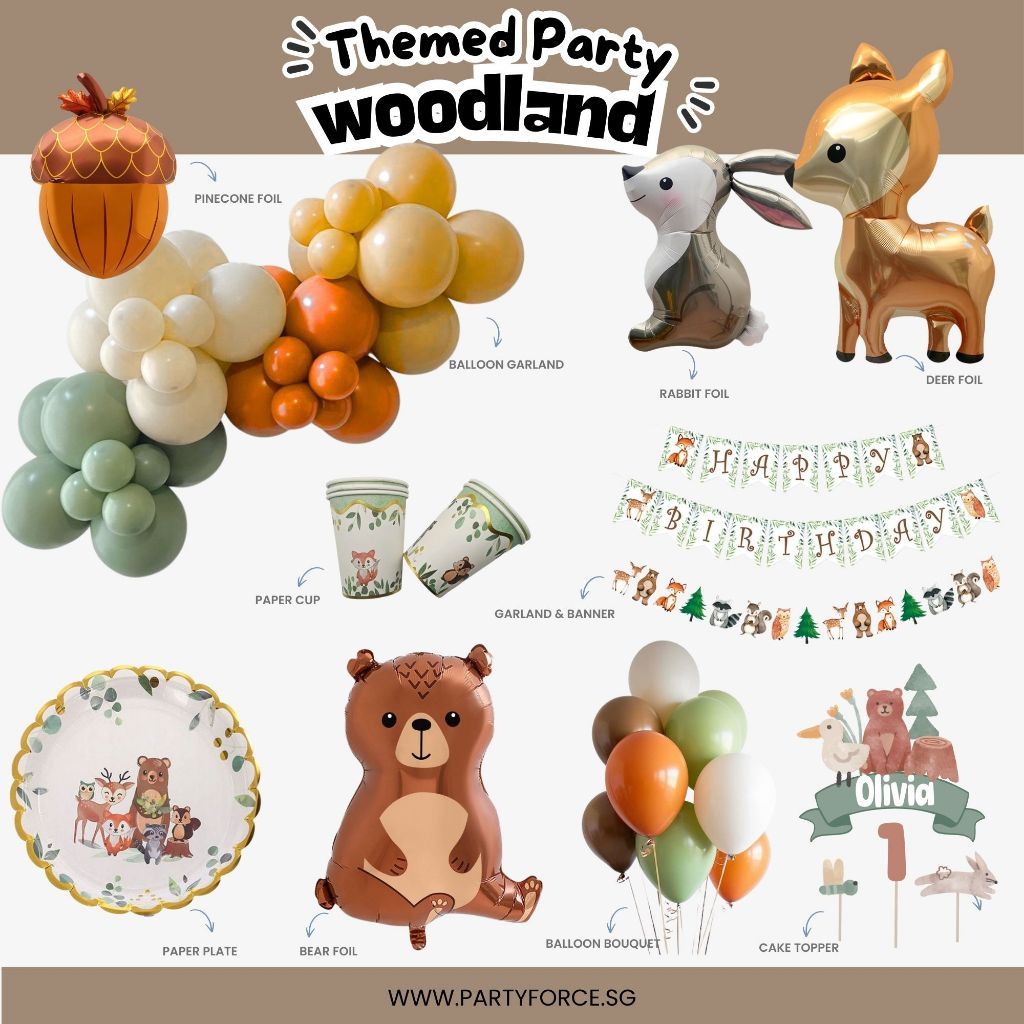 [SG Instock] - Personalised Woodland Animal Theme Birthday Party Decoration