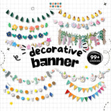 [SG Instock] Decorative Banner Garland Circle Star Flag Bunting Happy Birthday Party Decoration