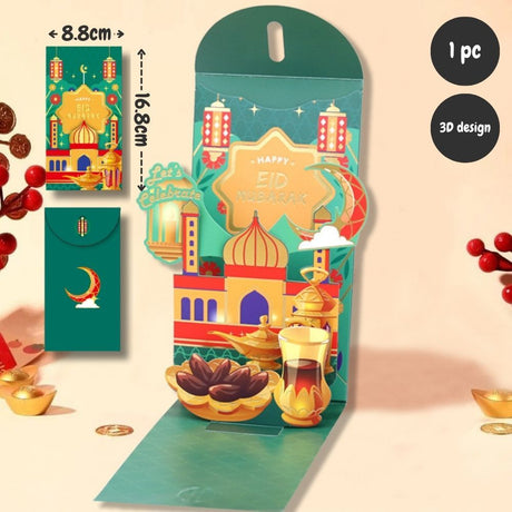 Hari Raya 3D Pop-Up Money Packet | Sampul Duit Raya | Eid Mubarak Green Packet Ramadan