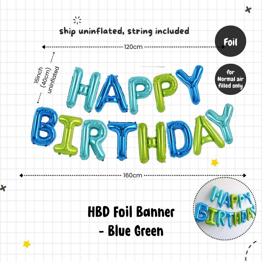Happy Birthday Banner Garland Birthday Party Bunting Happy Birthday Foil Banner