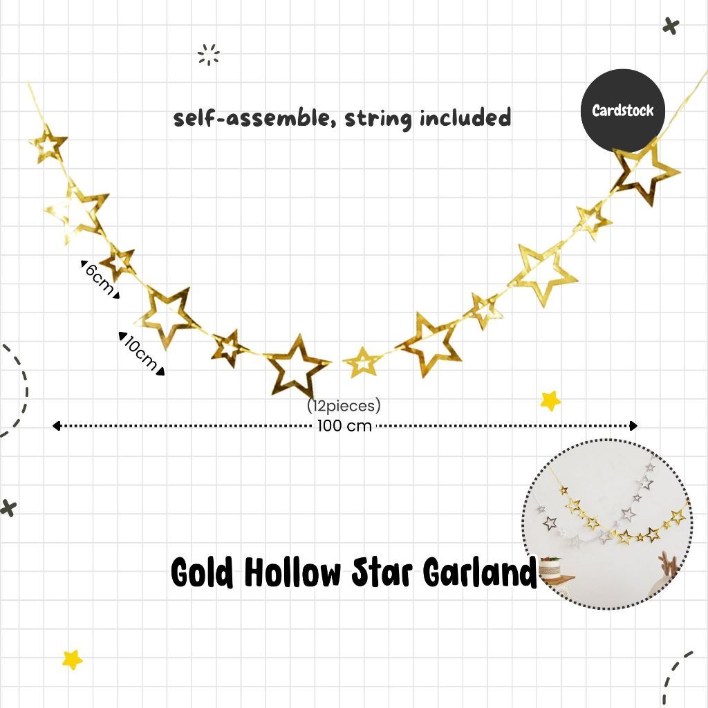 [SG Instock] Decorative Banner Garland Circle Star Flag Bunting Happy Birthday Party Decoration
