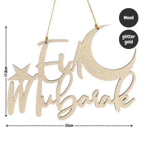 Hari Raya Wooden Decor Lamp Eid Mubarak Ramadan Hanging Sign Banner Home Decoration