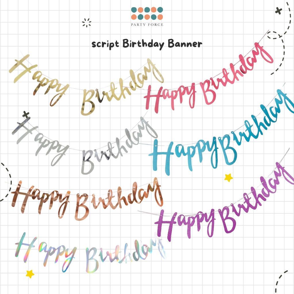 Happy Birthday Banner Garland Birthday Party Bunting Happy Birthday Foil Banner