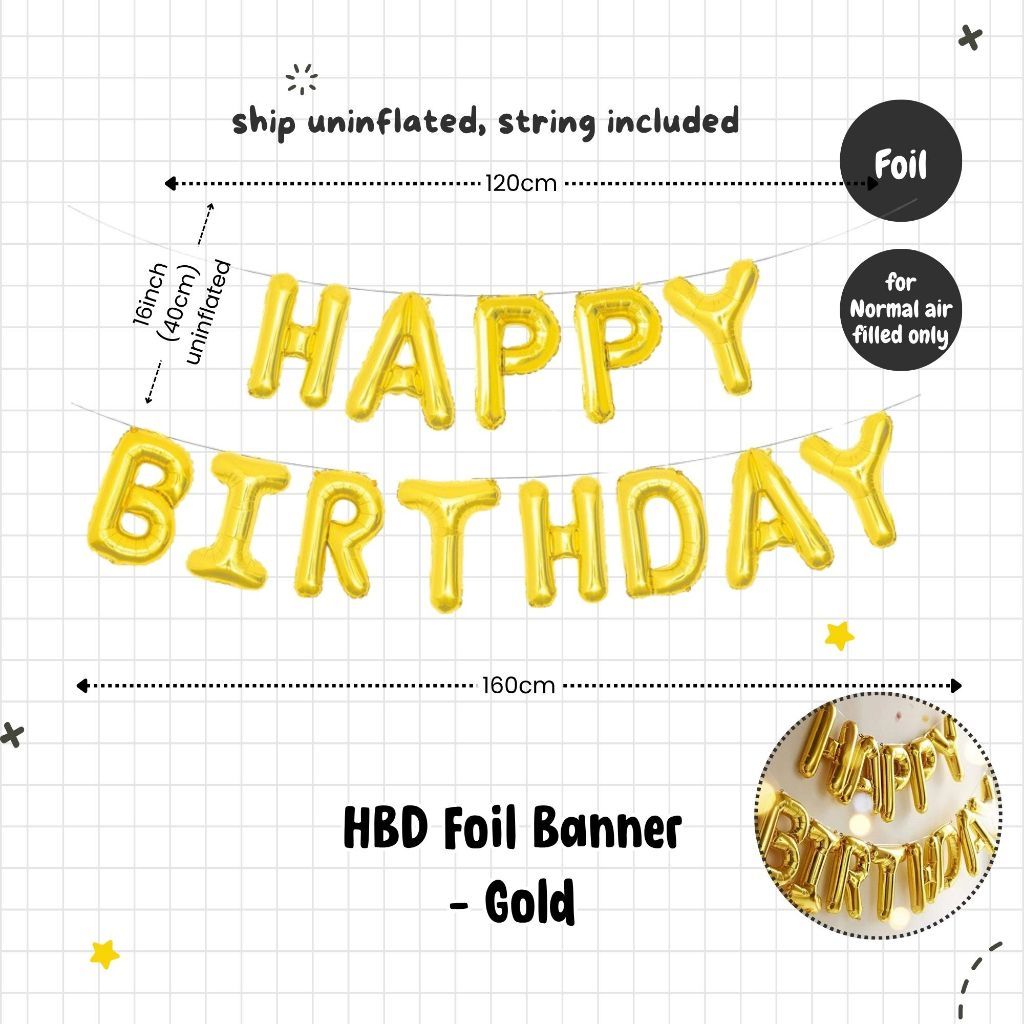 Happy Birthday Banner Garland Birthday Party Bunting Happy Birthday Foil Banner