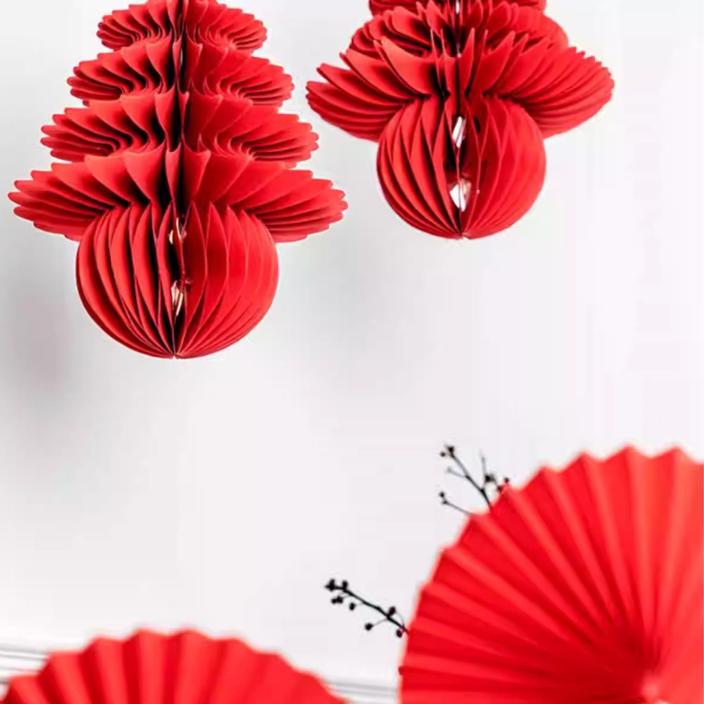 CNY Chinese New Year Honey comb hanging paper decoration and CNY table top display
