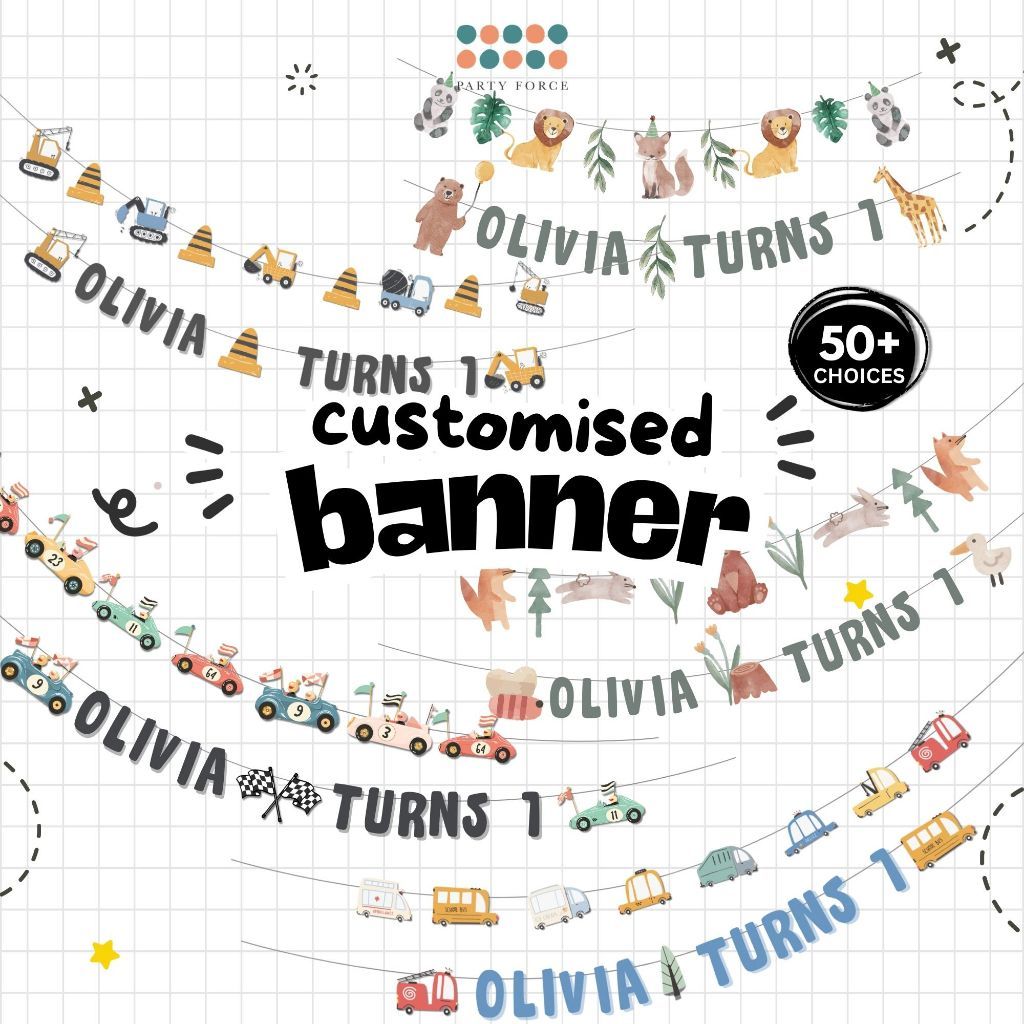 [SG Instock] - Personalised Farm Animal Theme Birthday Party Decoration