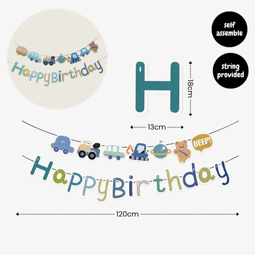 [SG Instock] - Personalised Vehicle Transportation Car Theme Birthday Party Decoration