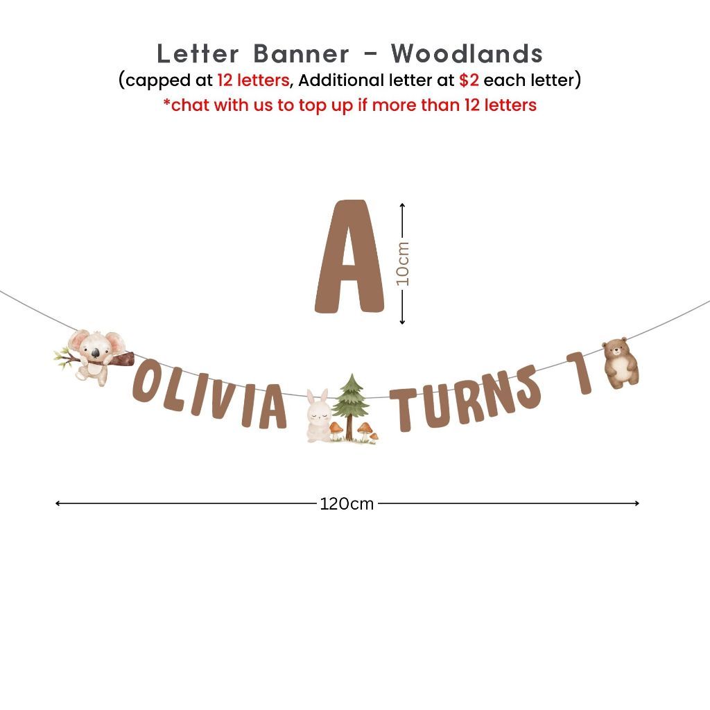 [SG Instock] - Personalised Woodland Animal Theme Birthday Party Decoration