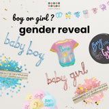 Gender Reveal Party Essentials Balloon Decoration Boy or Girl Banner Confetti Popper