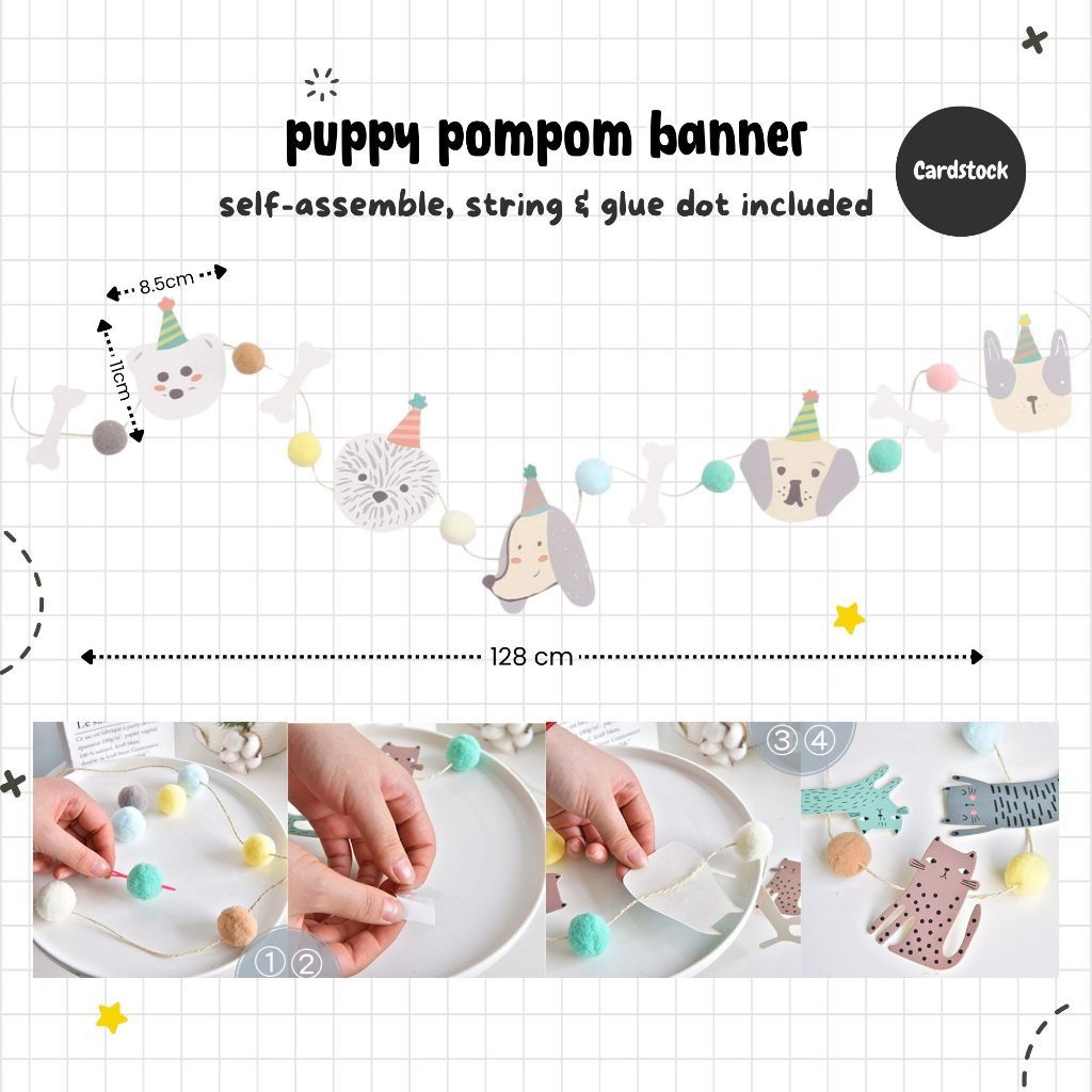 [SG Instock] Decorative Banner Garland Circle Star Flag Bunting Happy Birthday Party Decoration