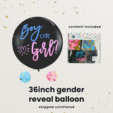 Gender Reveal Party Essentials Balloon Decoration Boy or Girl Banner Confetti Popper