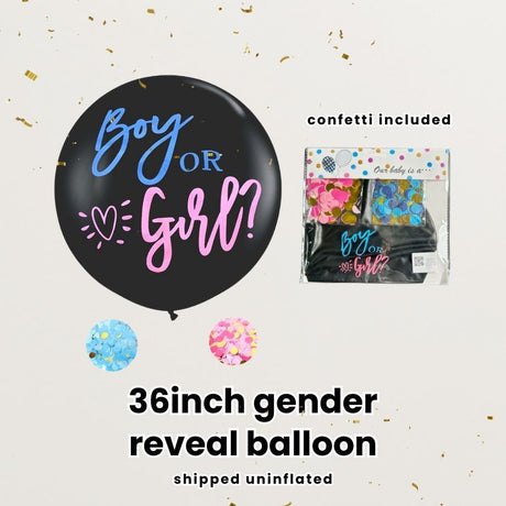 Gender Reveal Party Essentials Balloon Decoration Boy or Girl Banner Confetti Popper