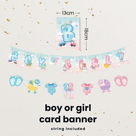 Gender Reveal Party Essentials Balloon Decoration Boy or Girl Banner Confetti Popper