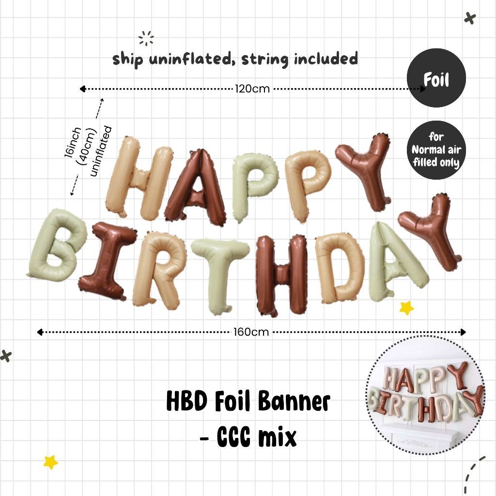 Happy Birthday Banner Garland Birthday Party Bunting Happy Birthday Foil Banner
