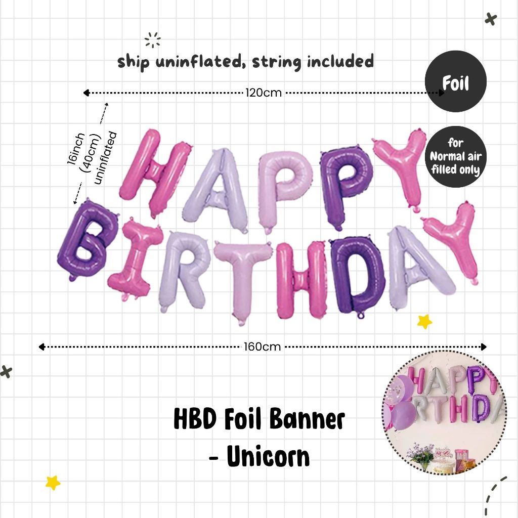 Happy Birthday Banner Garland Birthday Party Bunting Happy Birthday Foil Banner