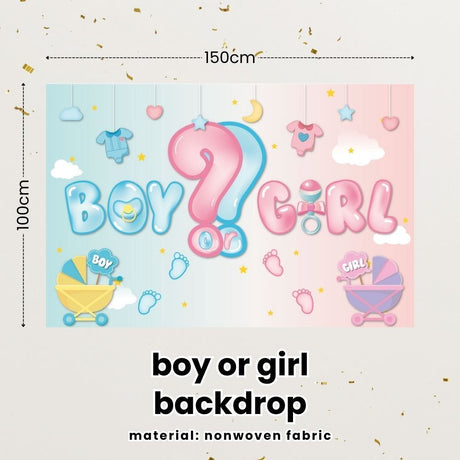 Gender Reveal Party Essentials Balloon Decoration Boy or Girl Banner Confetti Popper