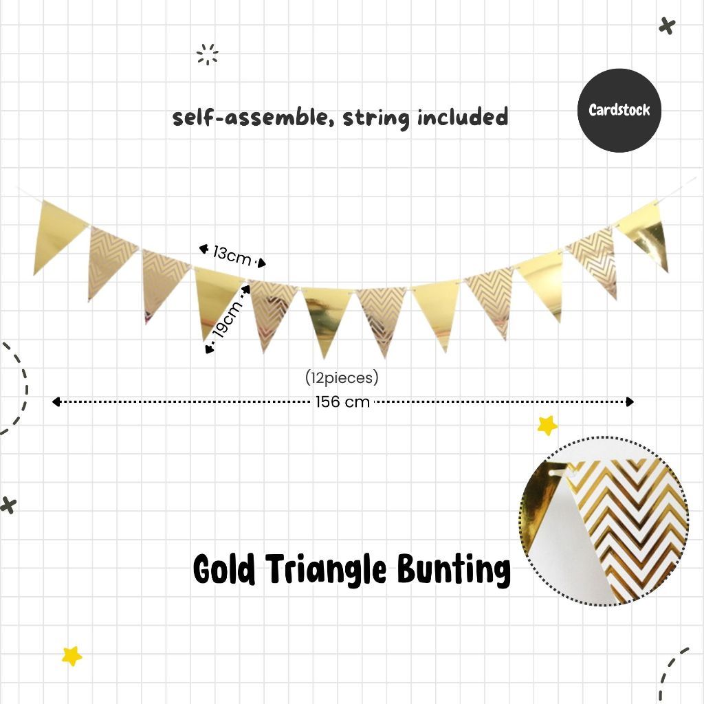 [SG Instock] Decorative Banner Garland Circle Star Flag Bunting Happy Birthday Party Decoration