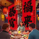 CNY Chinese New Year Backdrop Display Box Set and Huge Giant couplets for CNY decoration