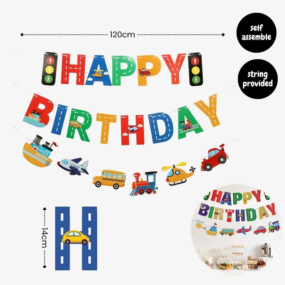 [SG Instock] - Personalised Vehicle Transportation Car Theme Birthday Party Decoration
