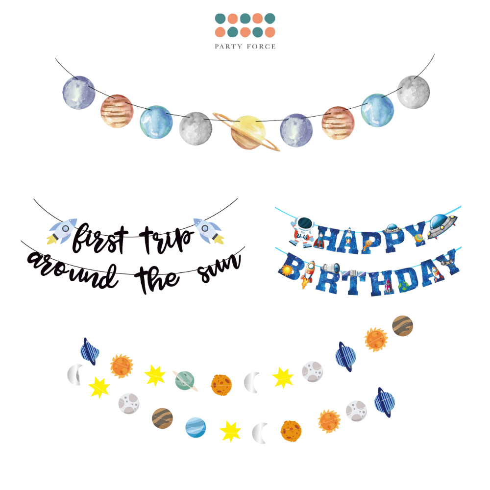 Space Theme Astronaut Happy Birthday Banner