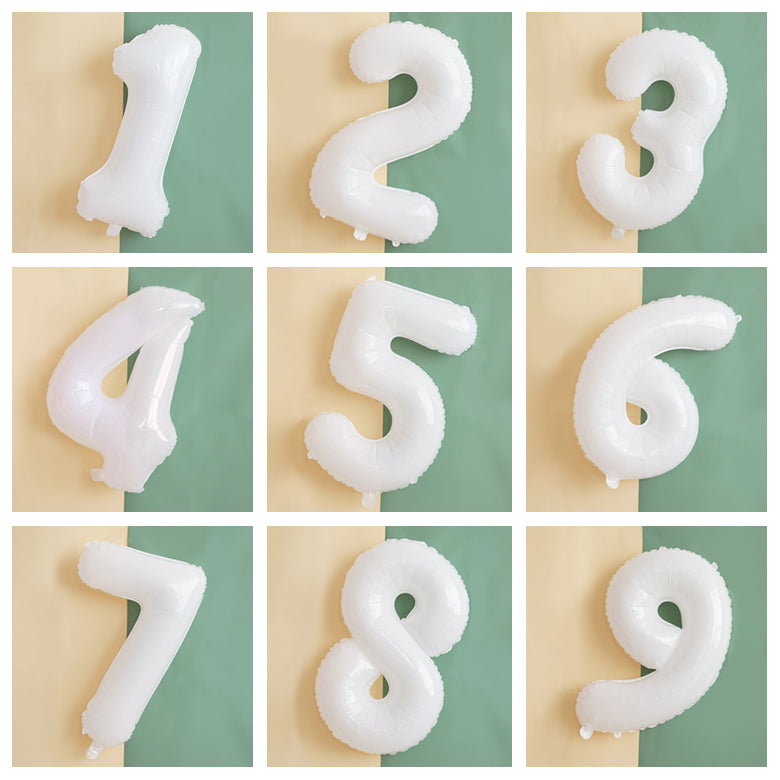 32 inch White Number Foil Balloon