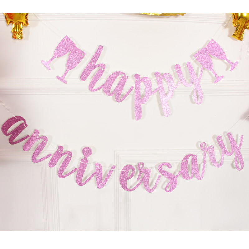 Happy Anniversary Card Banner - Pink