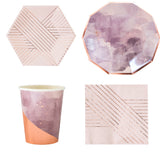 Disposable plates, cups, fork & spoons for parties – Watercolor Purple
