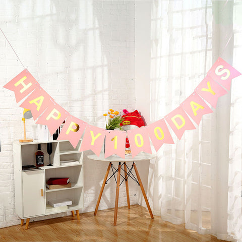 Happy 100 Days Card Banner - Pink