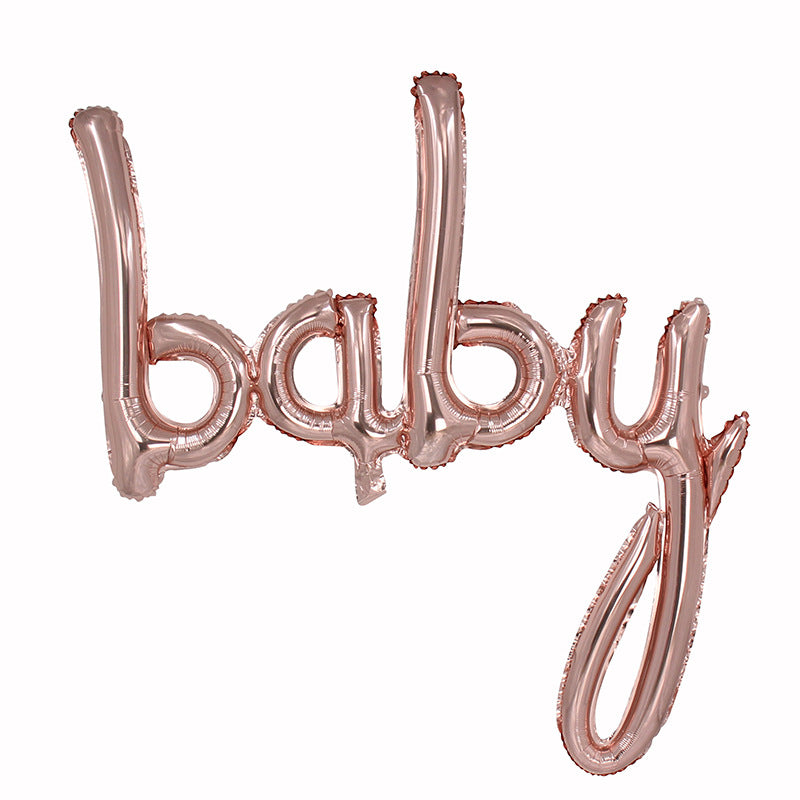 Baby Script Balloon - Rose Gold